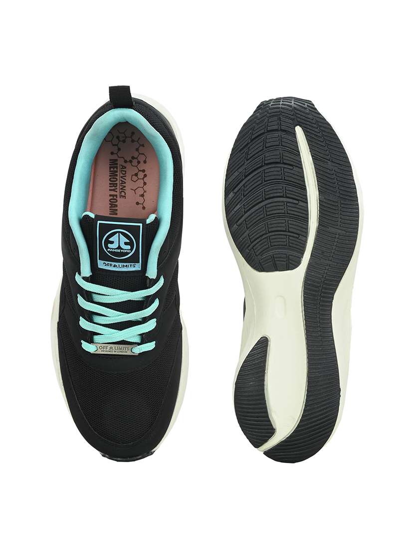 black synthetic & mesh laceup sports shoes - 21131960 -  Standard Image - 6