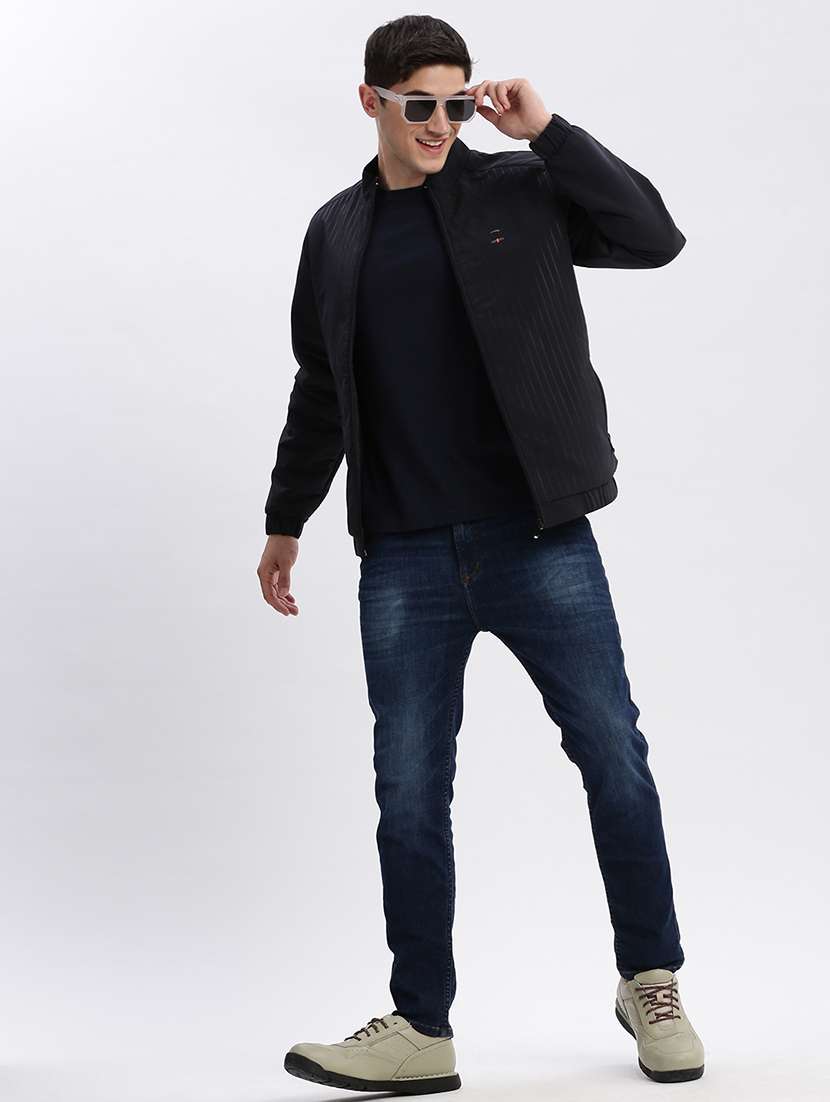 navy blue nylon bomber jacket - 21132316 - Standard Image - 4