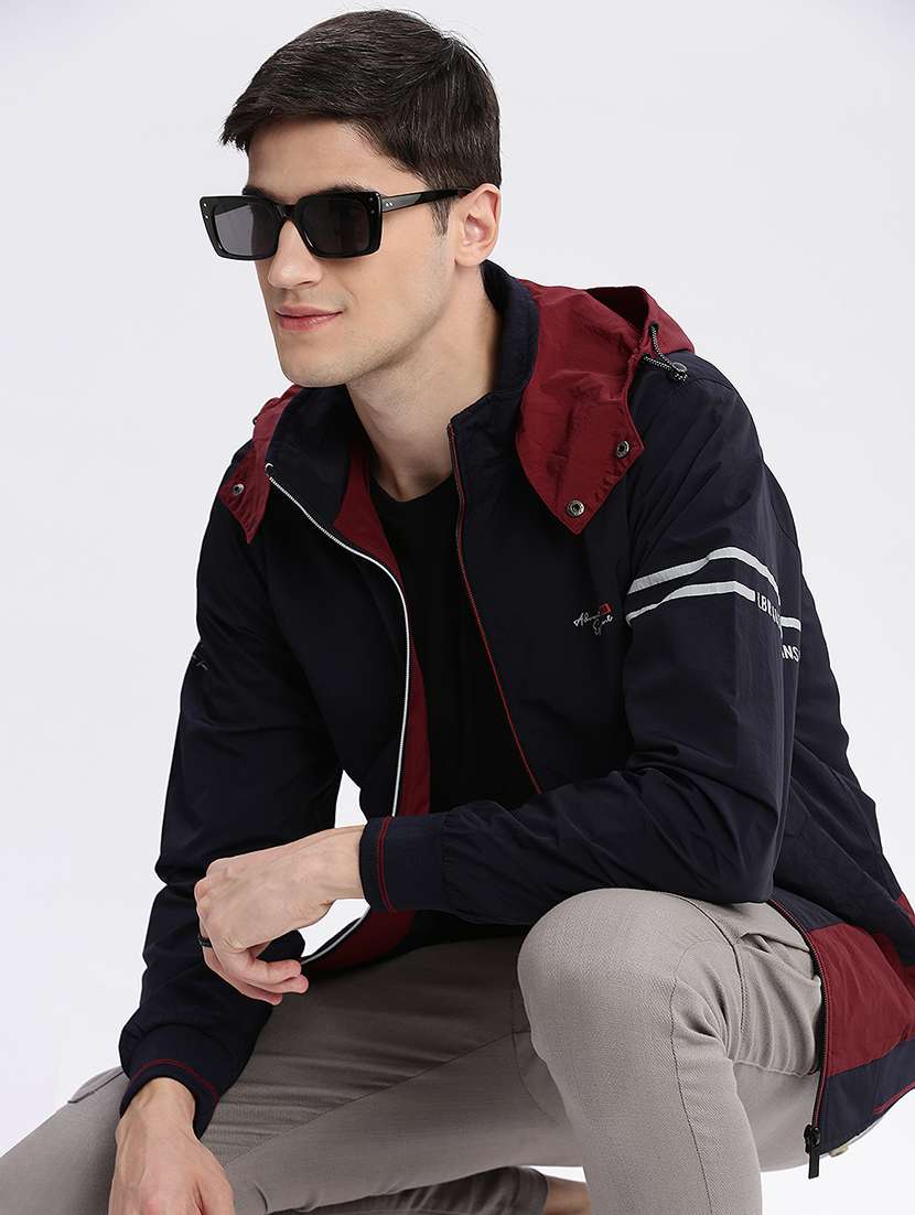 navy blue nylon bomber jacket - 21132336 - Standard Image - 1