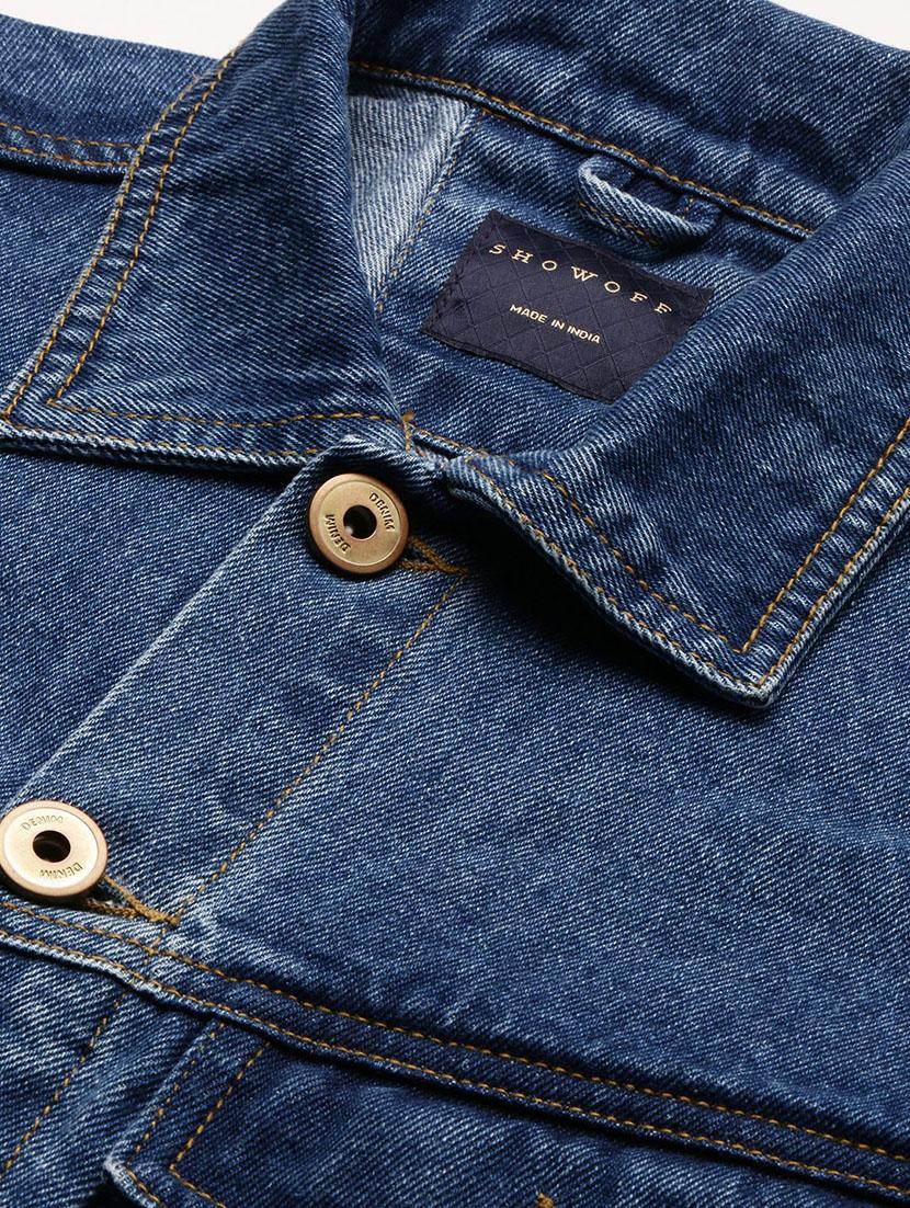 men denim jacket with spread collar - 21132362 - Standard Image - 6