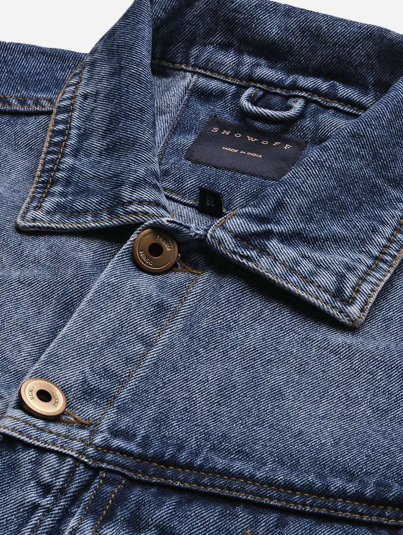men denim jacket with spread collar - 21132363 - Standard Image - 6