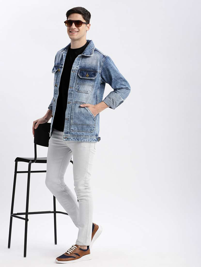 men denim jacket with spread collar - 21132373 -  Standard Image - 4