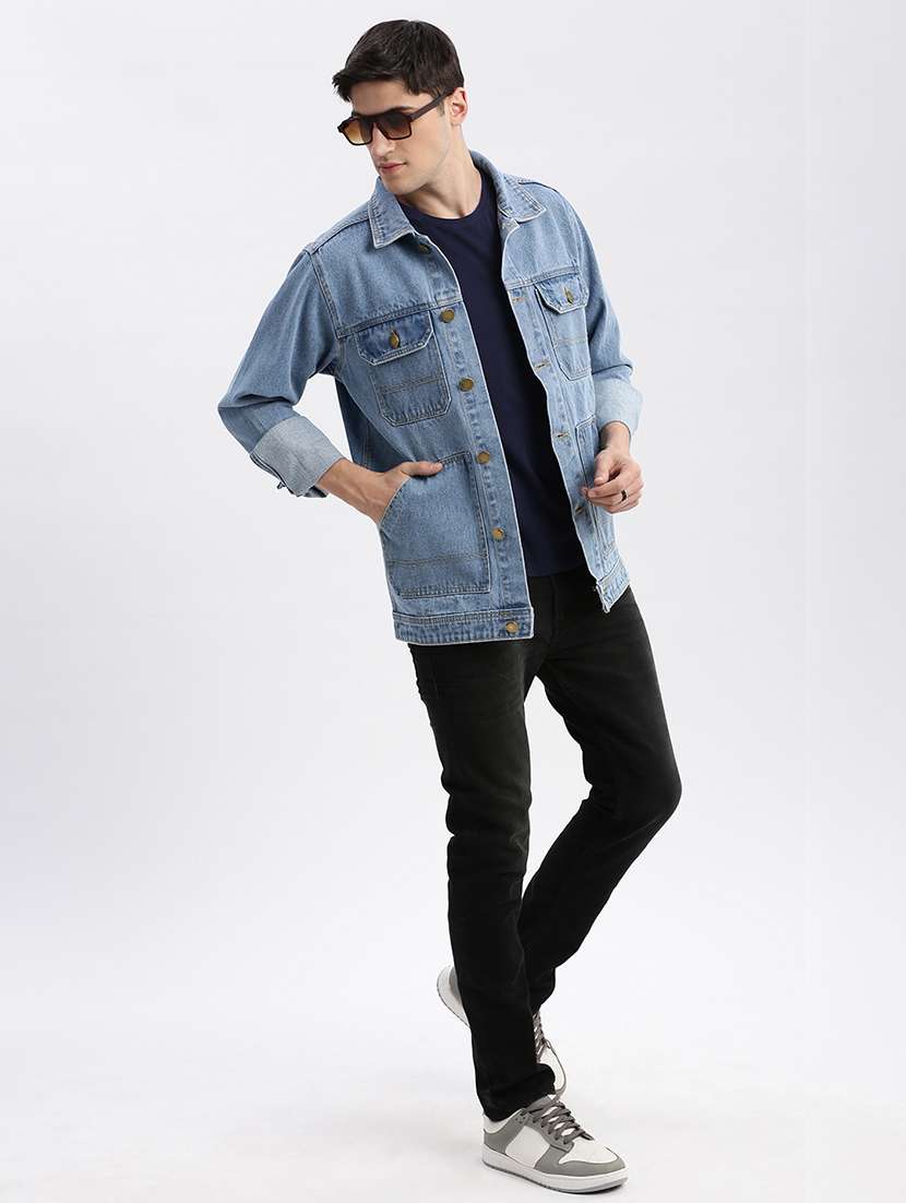 men denim jacket with spread collar - 21132375 -  Standard Image - 4