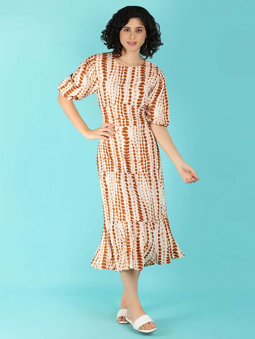 women brown tie & dye dress