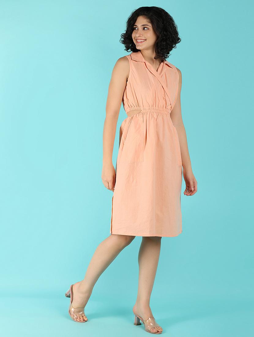 women orange cotton a-line dress - 21132620 -  Standard Image - 1