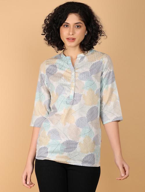 women three quarter sleeve straight kurti - 21132623 - Standard Image - 0