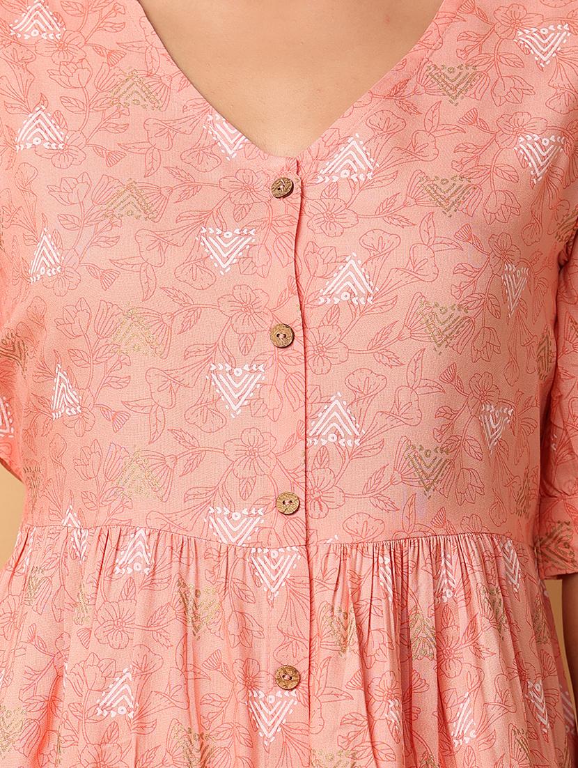 peach rayon ethnic dress - 21132673 - Standard Image - 6