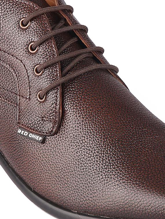 solid brown lace up casual boots - 21132770 - Standard Image - 4