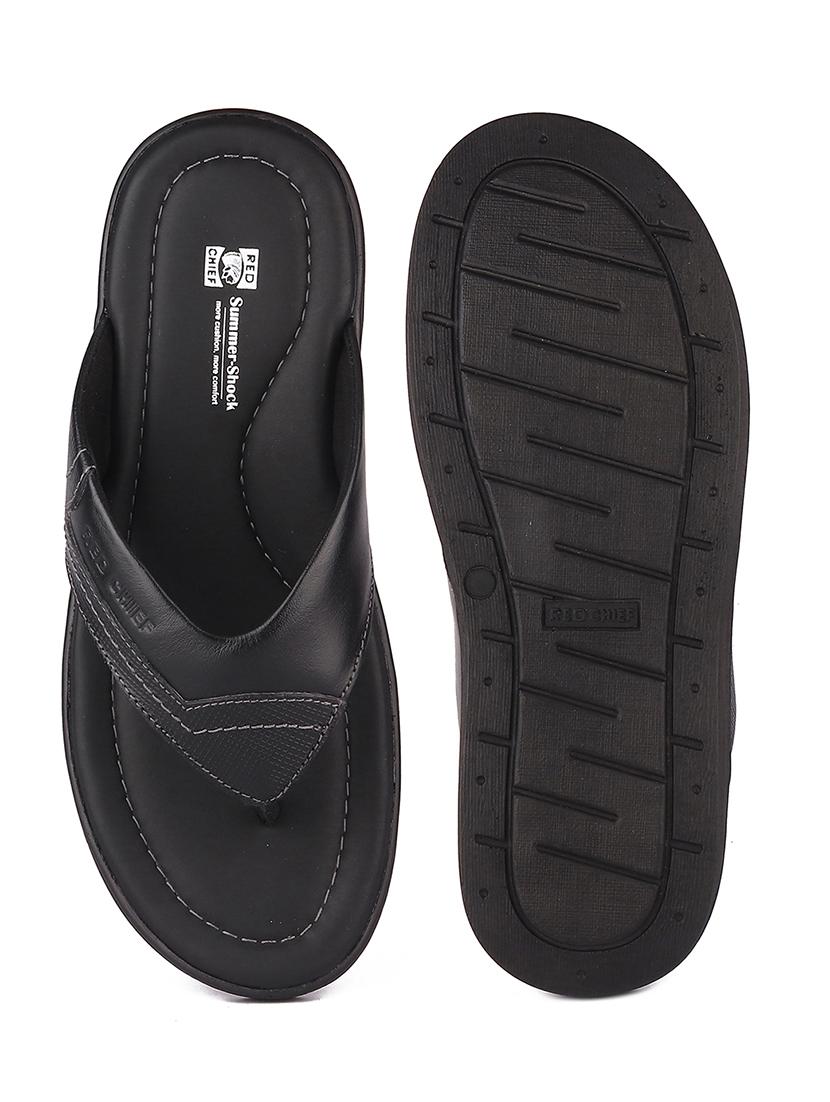 black leather slip on slippers - 21132946 - Standard Image - 4