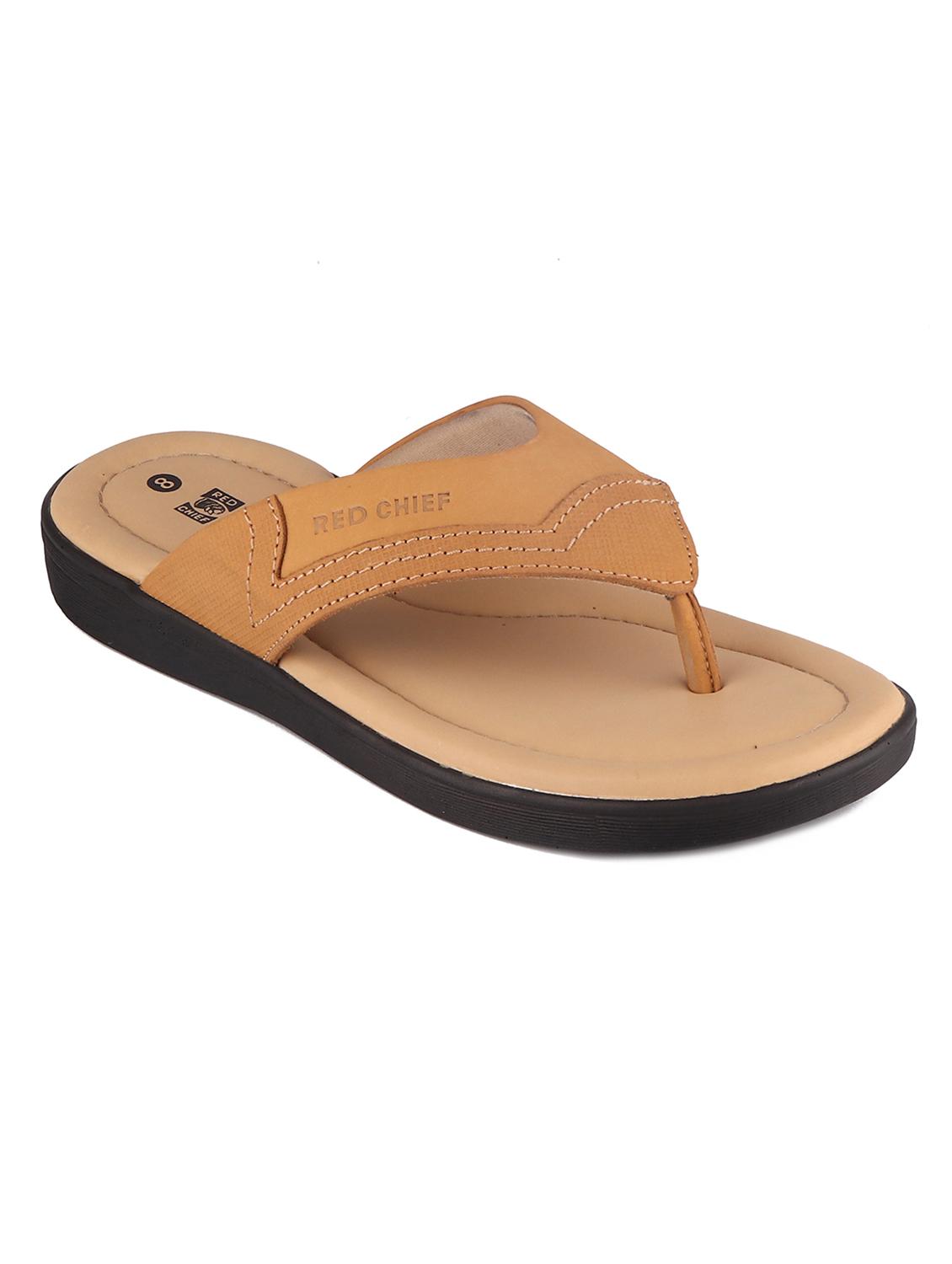brown leather toe separator slippers - 21132947 - Standard Image - 1