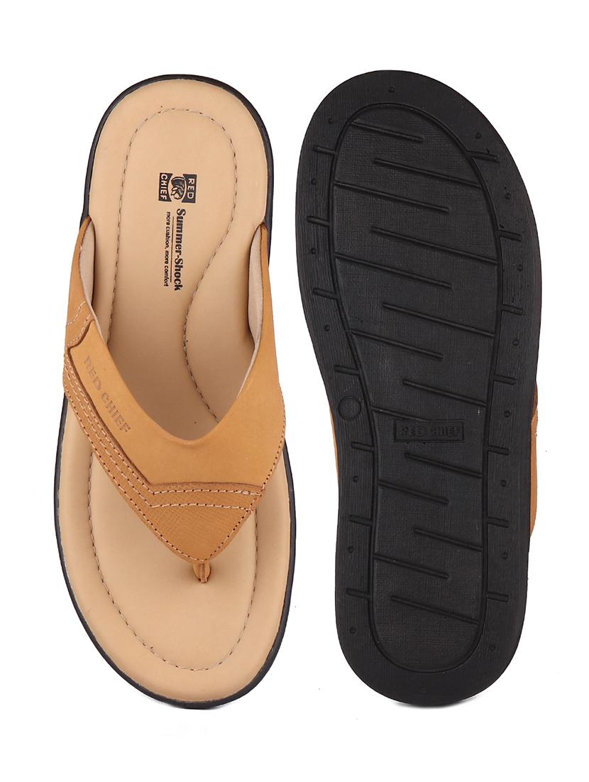 brown leather toe separator slippers - 21132947 - Standard Image - 4