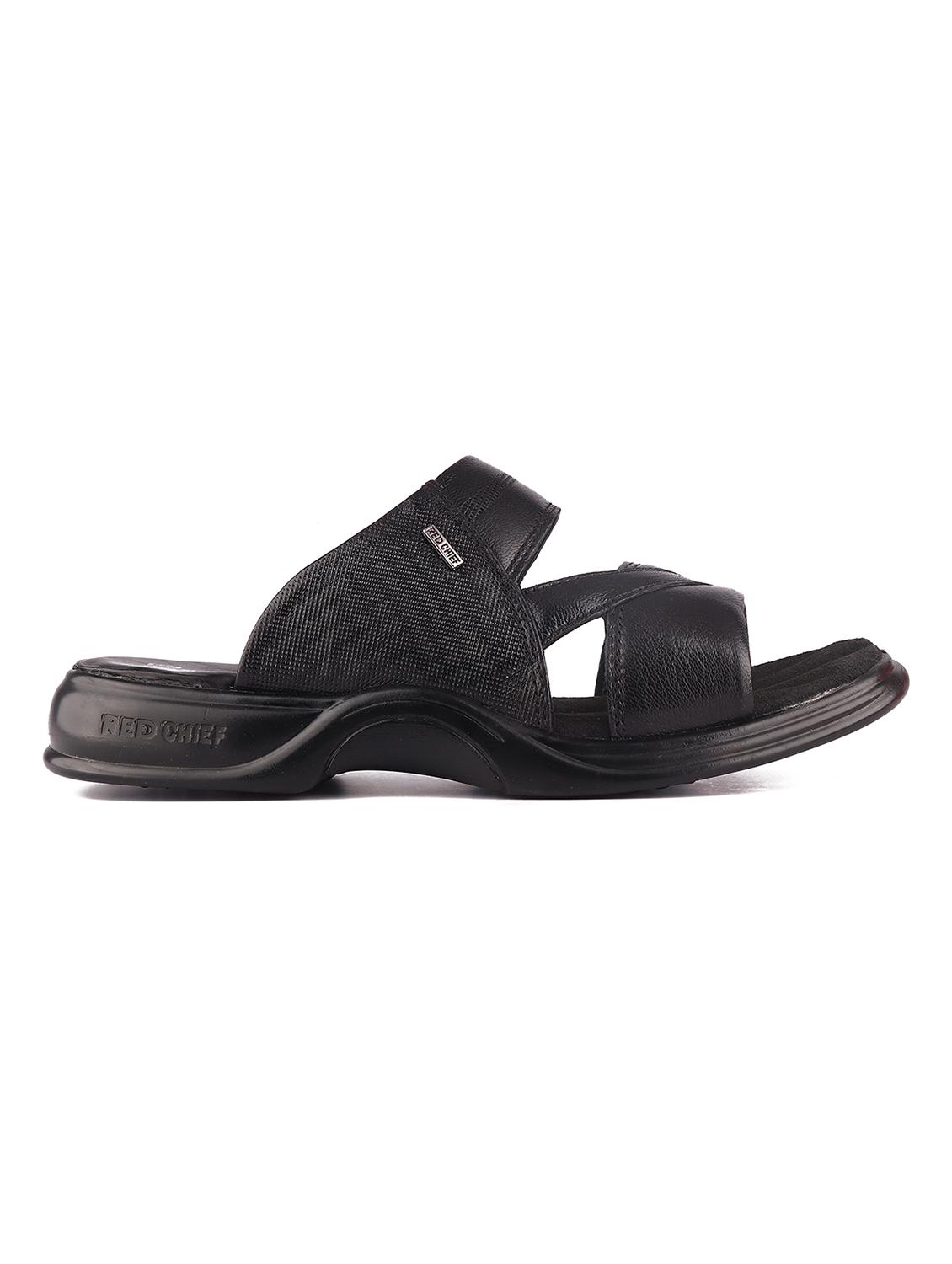 black leather slip on slippers - 21132968 -  Standard Image - 1