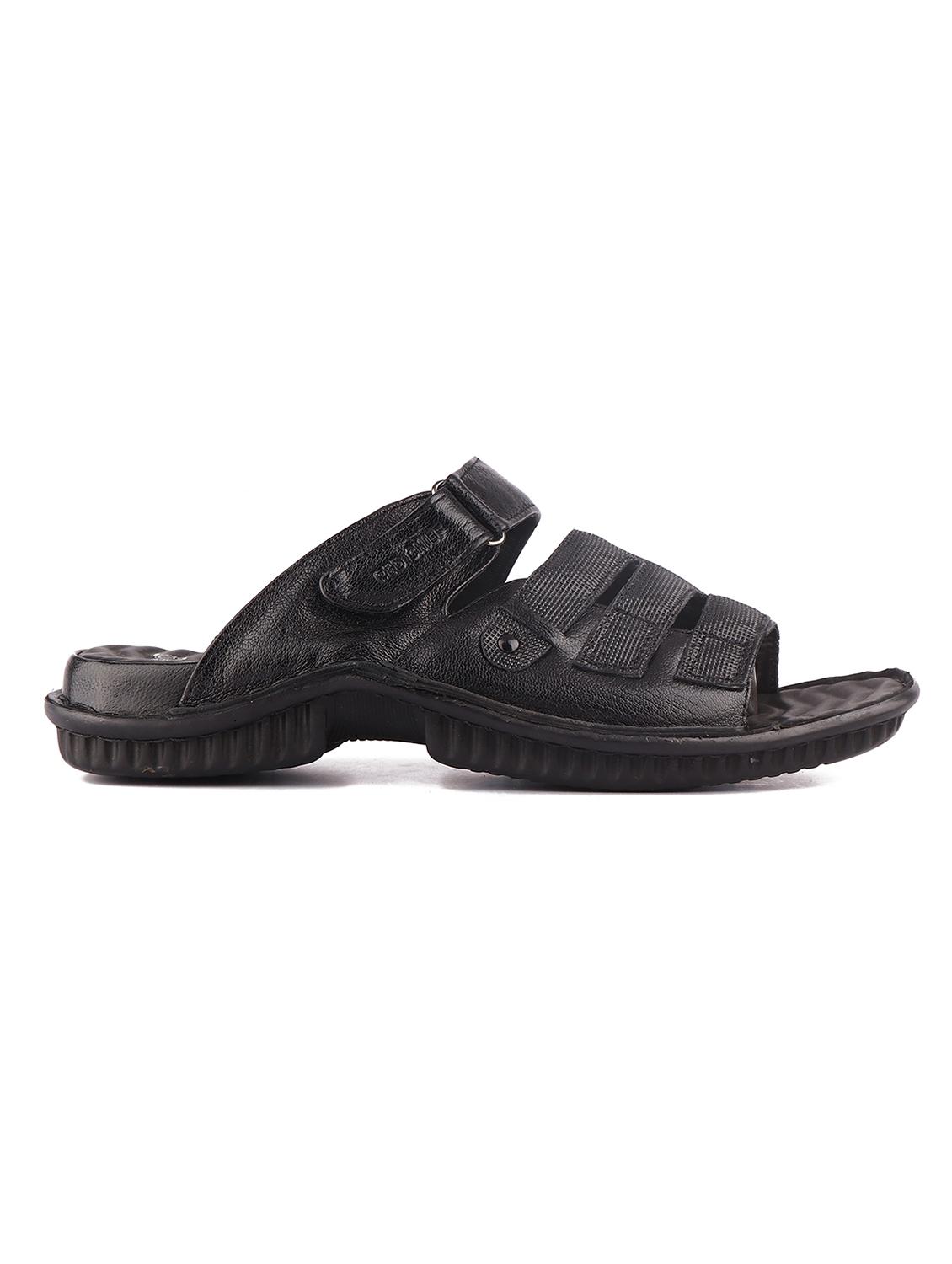 black leather slip on slippers - 21132969 - Standard Image - 1