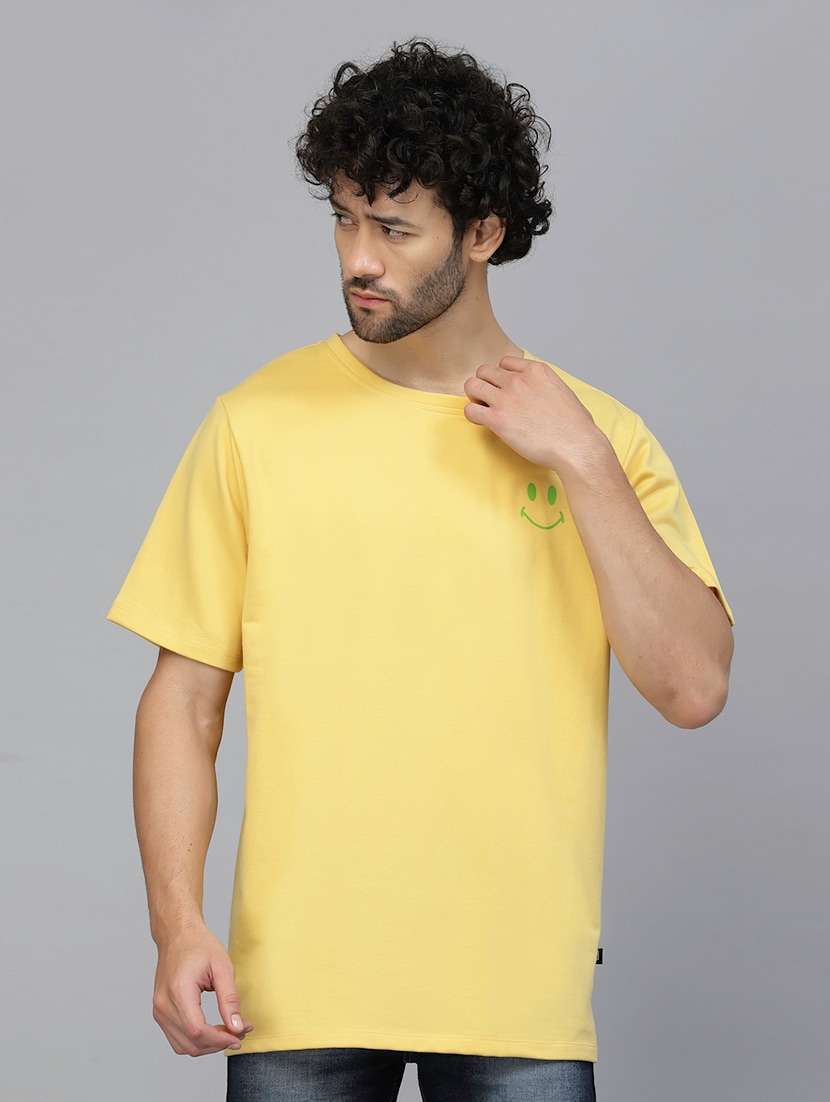 men yellow printed detailed casual t-shirt - 21133953 -  Standard Image - 1