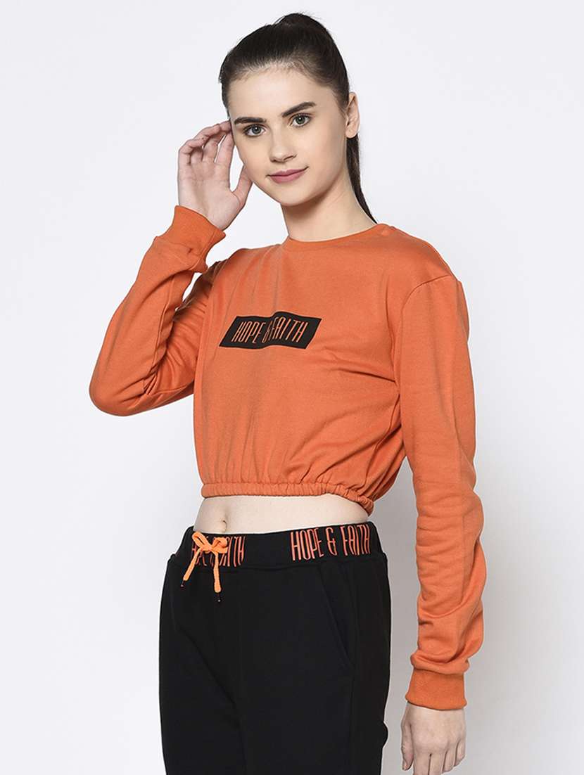 women chest print cropped sweatshirt - 21134128 -  Standard Image - 1