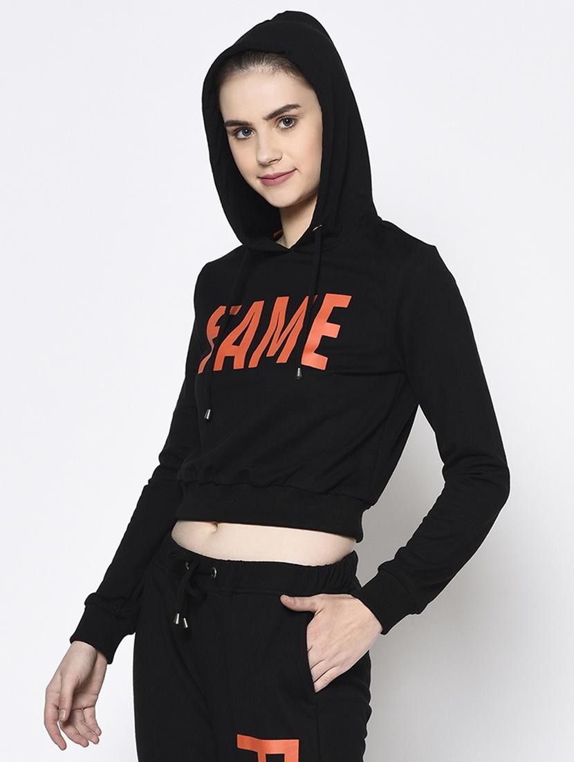 women chest print cropped sweatshirt - 21134129 - Standard Image - 1
