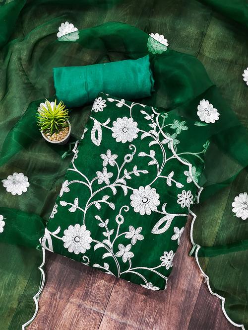 green organza unstitched suit - 21134202 - Standard Image - 0