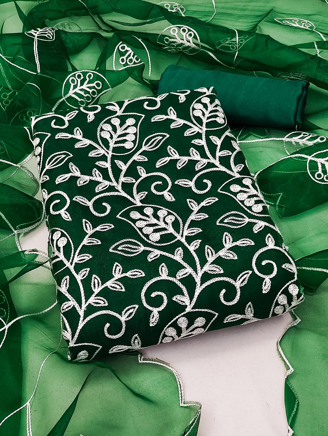 green organza unstitched suit - 21134212 - Standard Image - 1