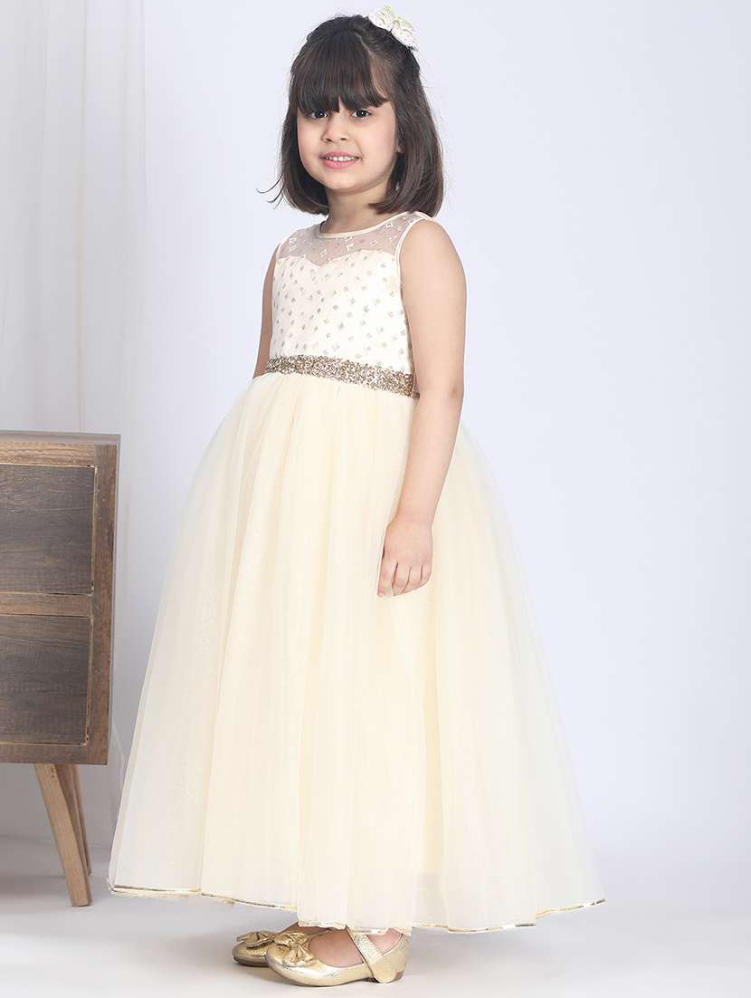 girls round neck net frock - 21134267 -  Standard Image - 1