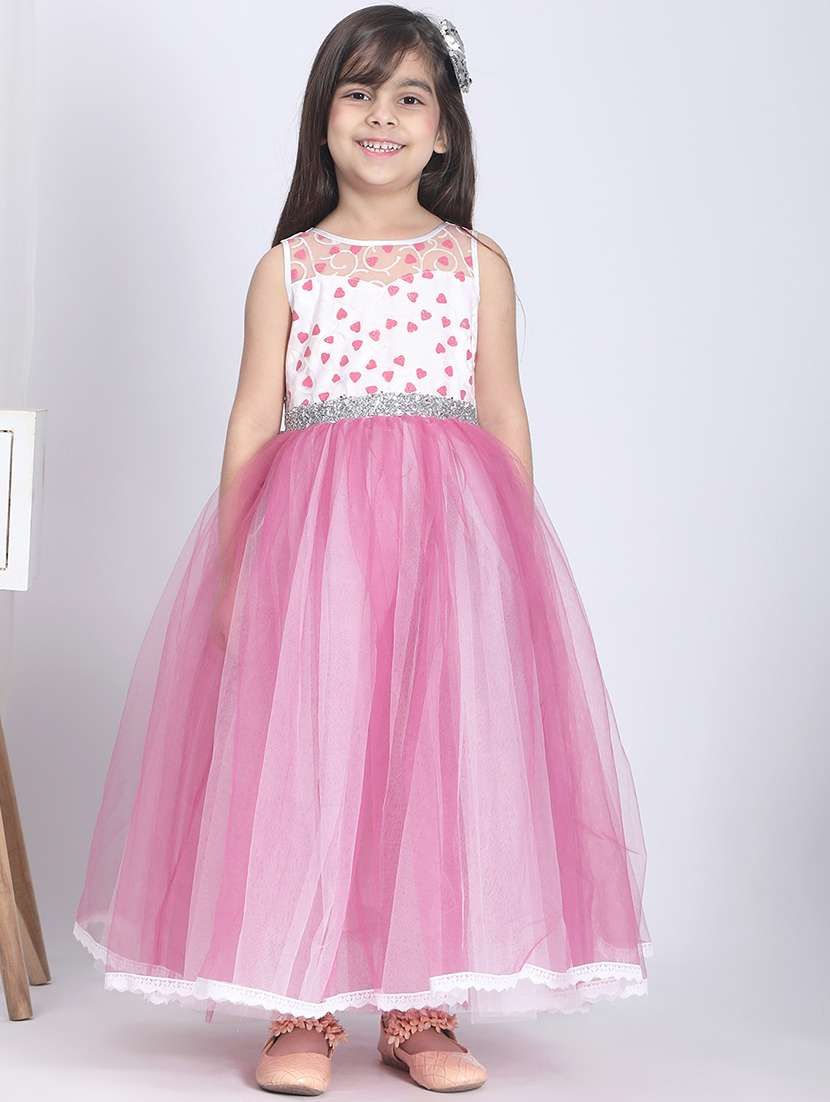 girls round neck net frock - 21134269 -  Standard Image - 1