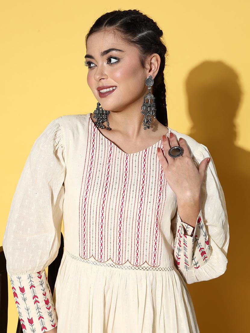 off white embroidered detailed dress - 21134434 - Standard Image - 4