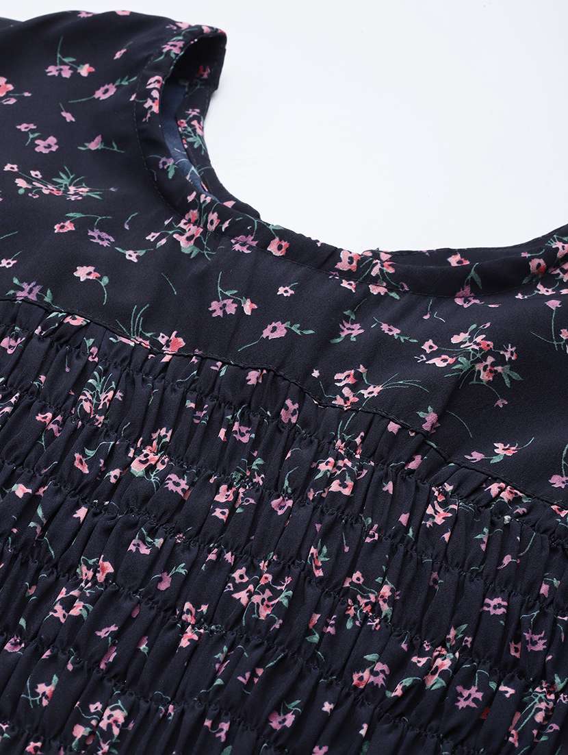 navy blue floral printed dress - 21134444 - Standard Image - 4