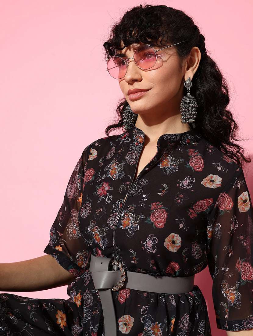 brown floral printed tiered dress - 21134447 -  Standard Image - 4