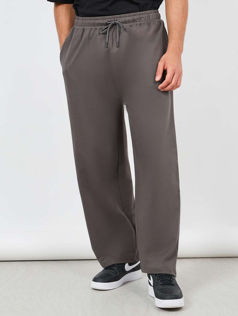 charcoal cotton full length track pant