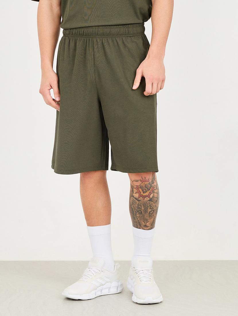 solid olive polyester short - 21135351 -  Zoom Image - 0