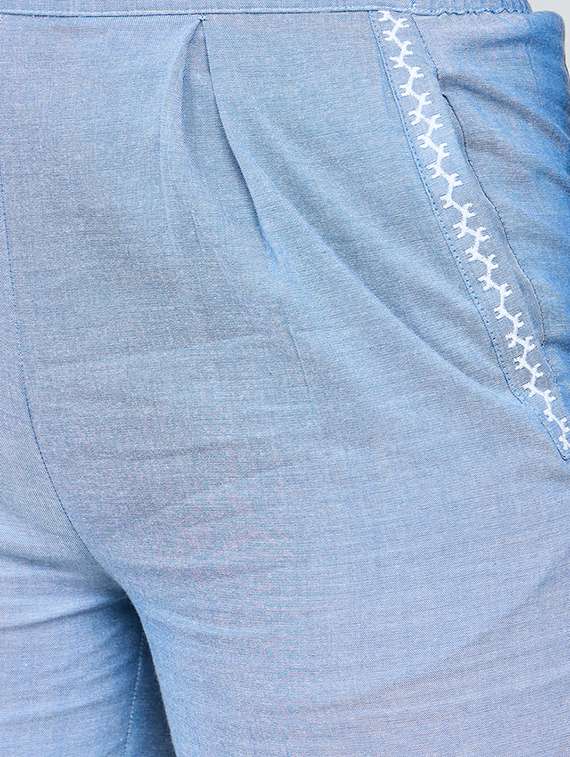 women blue cotton top and trouser co-ord set - 21135485 -  Standard Image - 6