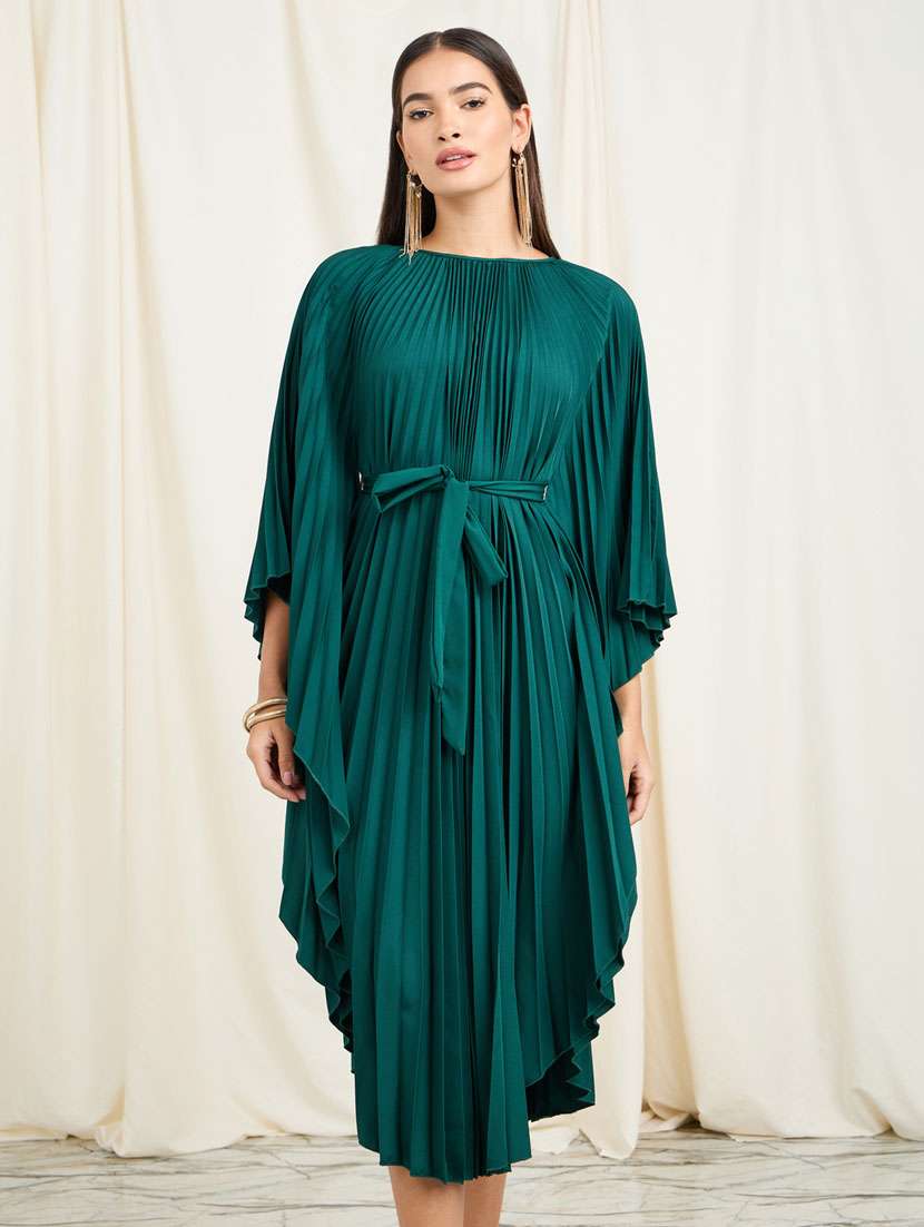women bottle green solid kaftan dress - 21135493 -  Standard Image - 1
