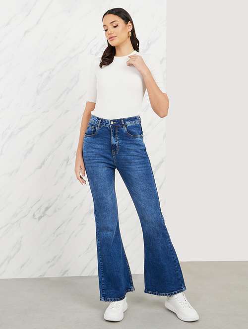 blue cotton bootcut jeans - 21135623 - Standard Image - 0