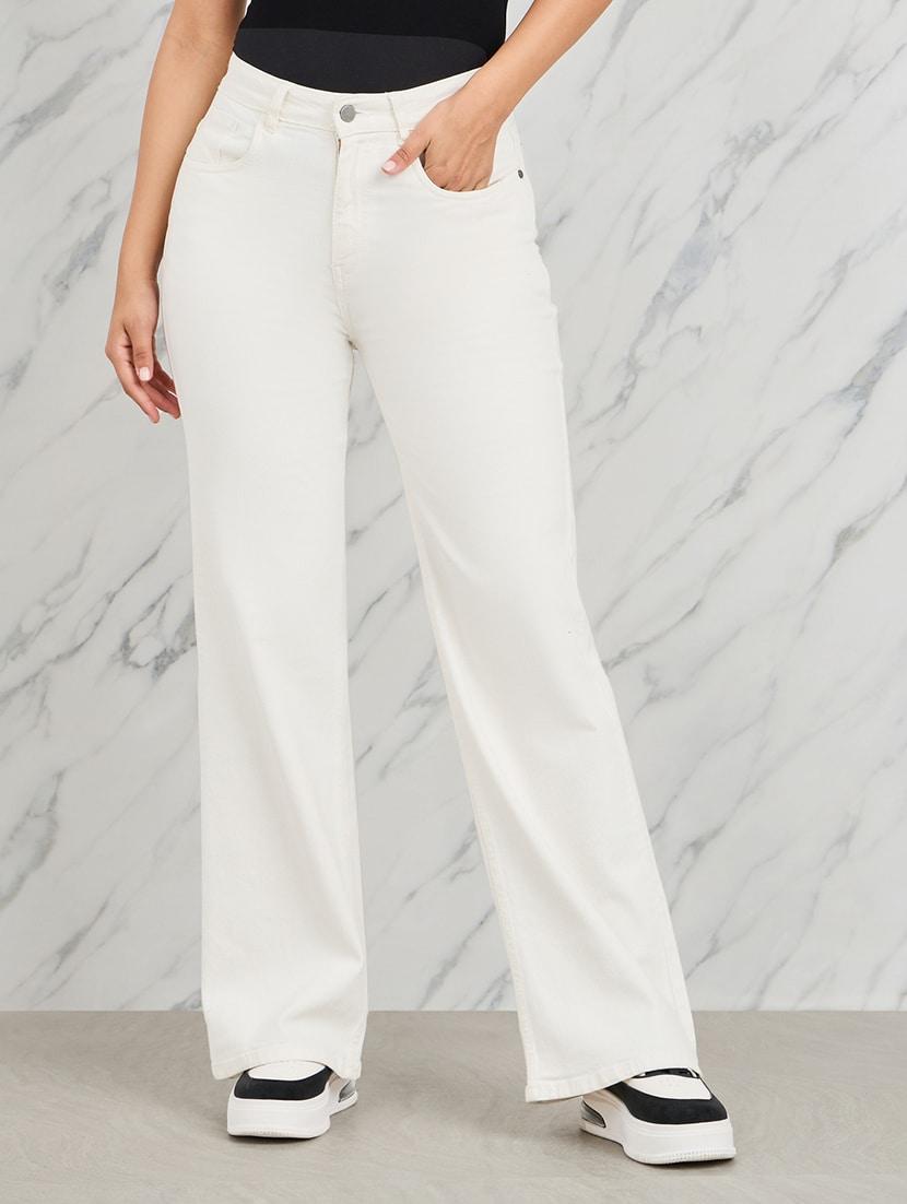 women solid mid rise wide leg jean - 21135624 - Zoom Image - 0