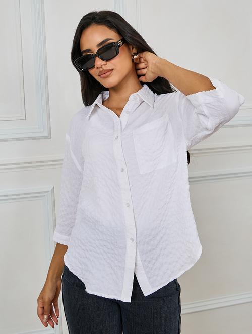 women self designed collared shirt - 21135640 - Standard Image - 0