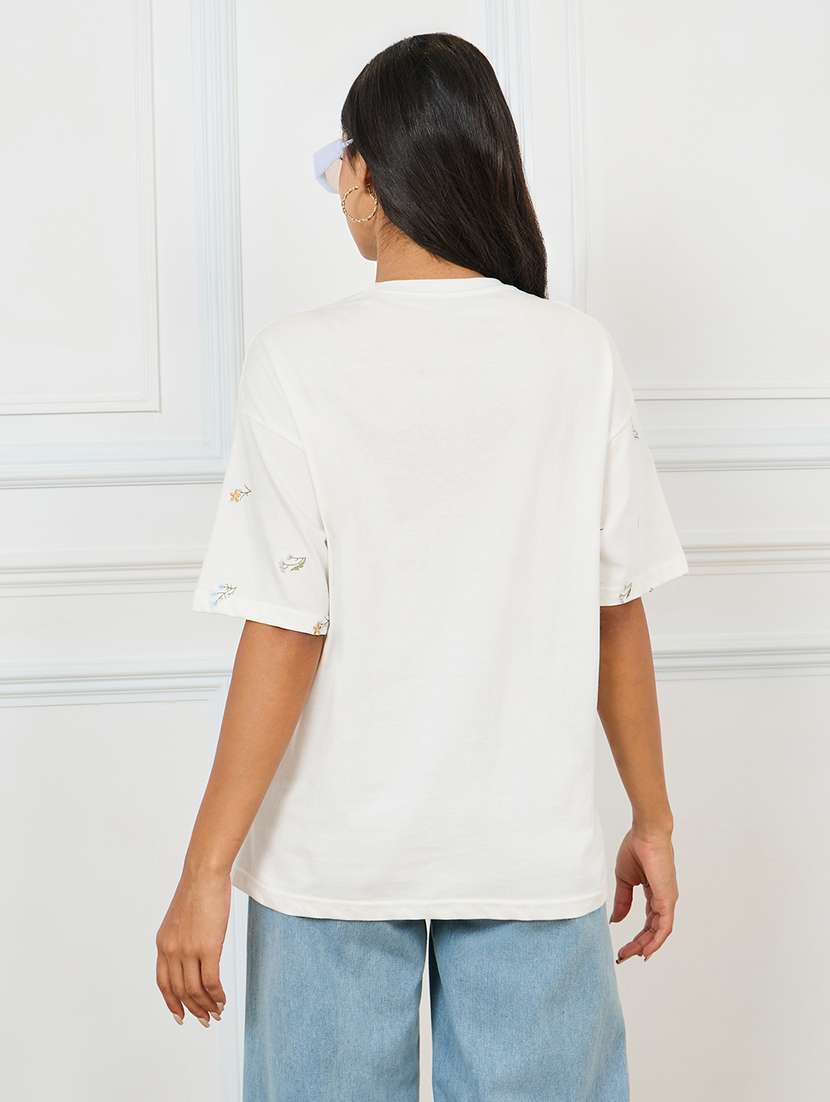 off white cotton all over print tshirt - 21135651 -  Standard Image - 1