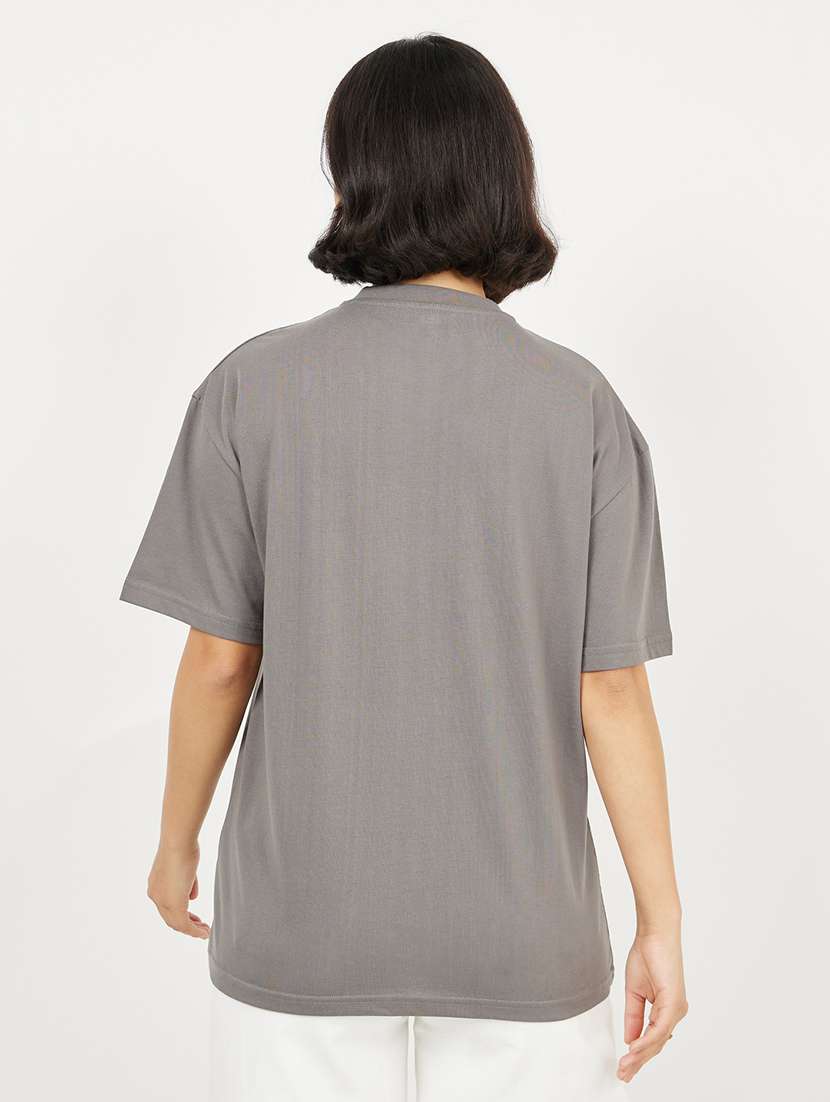 charcoal cotton chest print tshirt - 21135688 -  Standard Image - 1