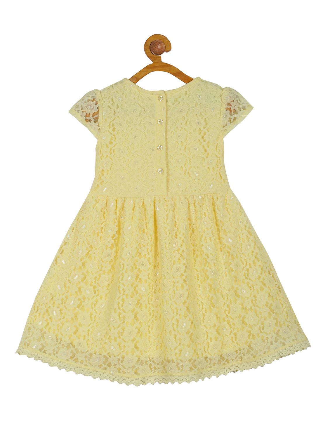yellow self design frock - 21135940 - Standard Image - 1