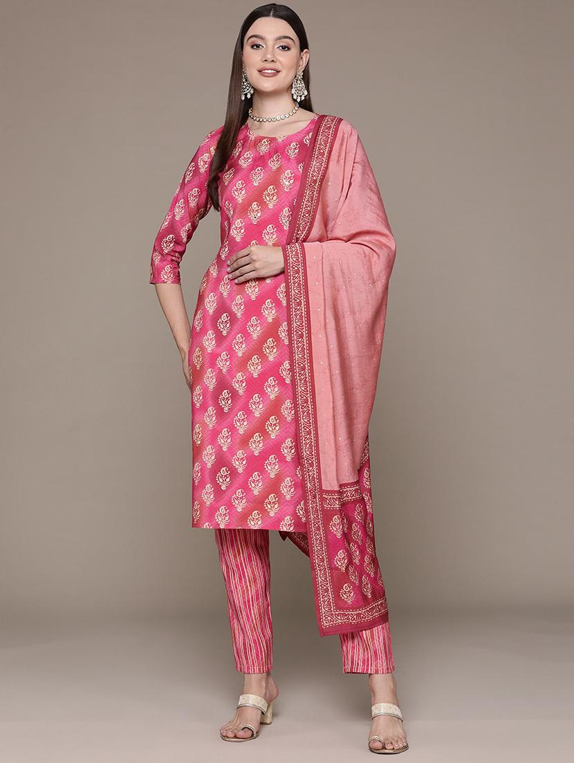 women pink kurta pant set with dupatta - 21135981 -  Standard Image - 1
