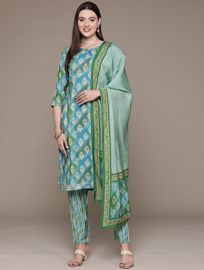 women blue kurta pant set with dupatta - 21135982 - Standard Image - 1