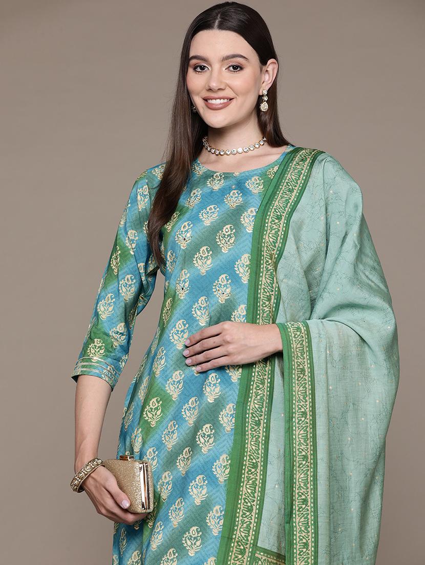 women blue kurta pant set with dupatta - 21135982 - Standard Image - 4