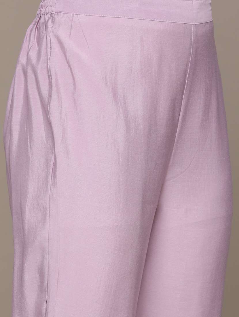 women lavender round neck kurta pant set - 21135997 -  Standard Image - 6