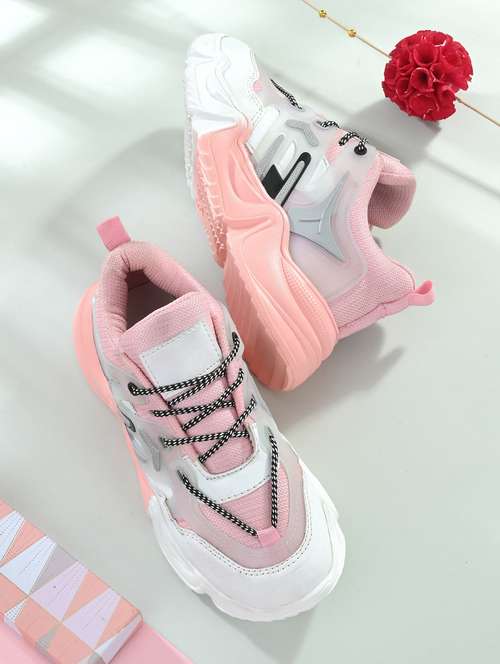 pink lace-up detailed sports shoes - 21136043 -  Standard Image - 0