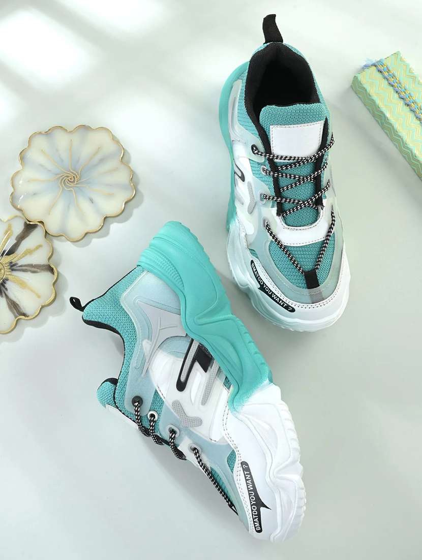 blue lace-up detailed sports shoes