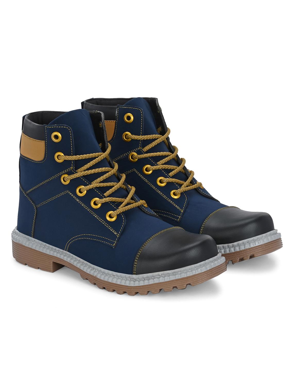 men blue lace up boots - 21136052 -  Standard Image - 1
