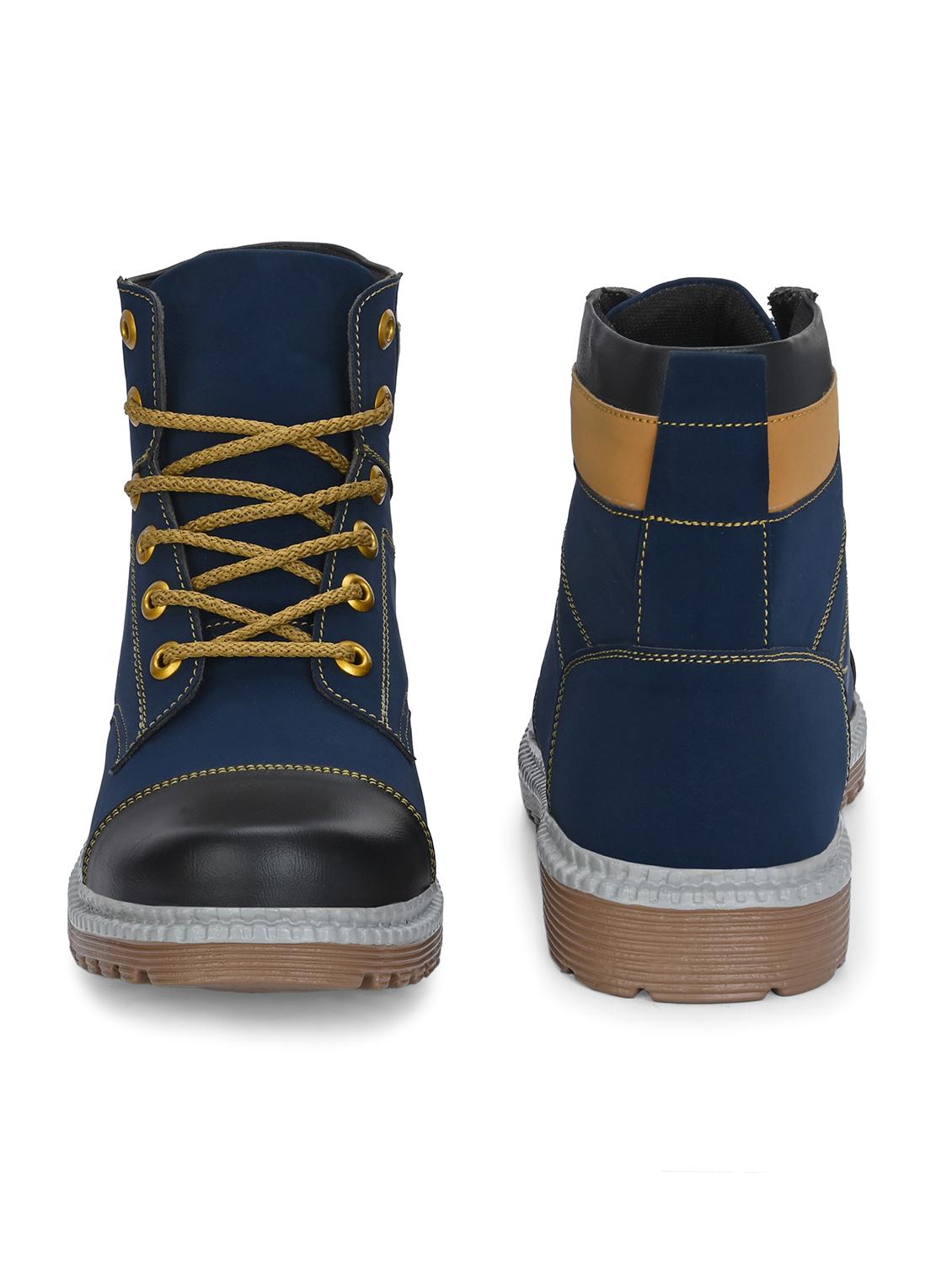 men blue lace up boots - 21136052 - Standard Image - 4