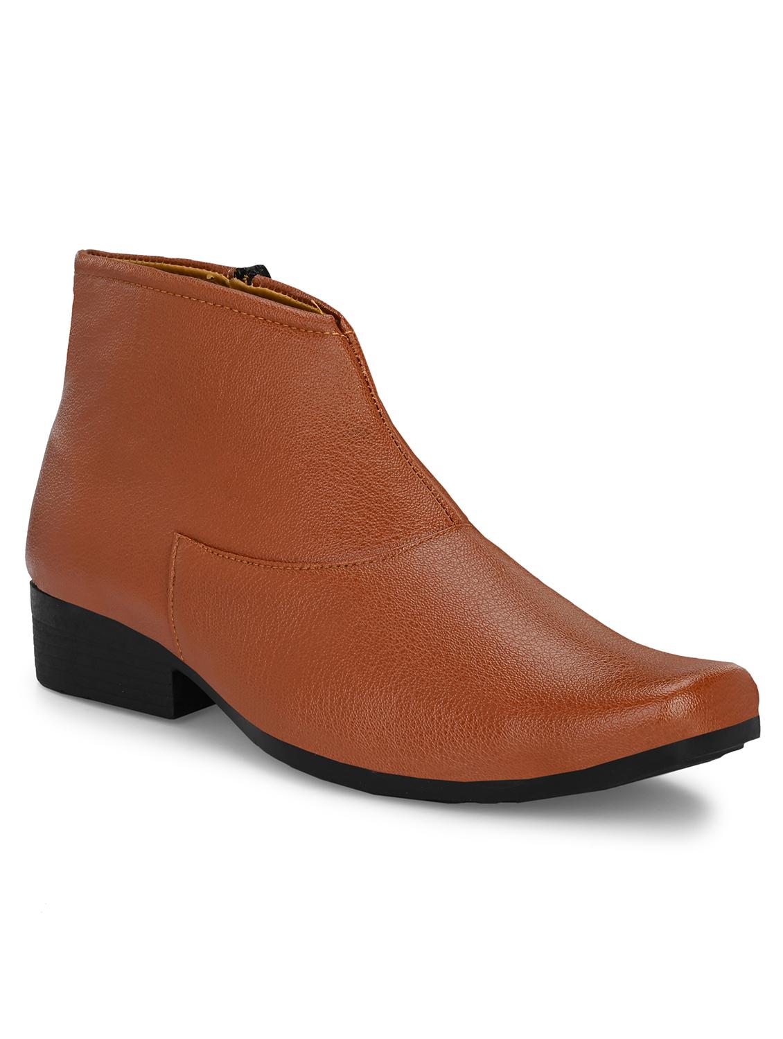 men tan solid high ankle boots - 21136055 - Zoom Image - 0