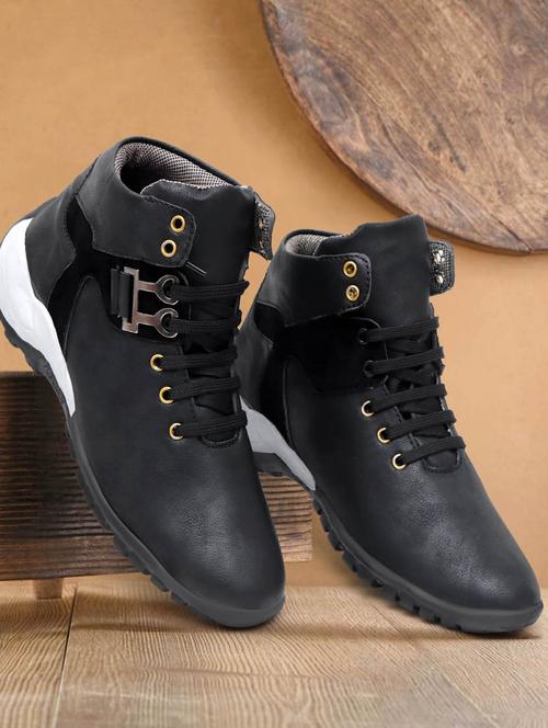men black lace up sport shoes - 21136464 -  Standard Image - 0
