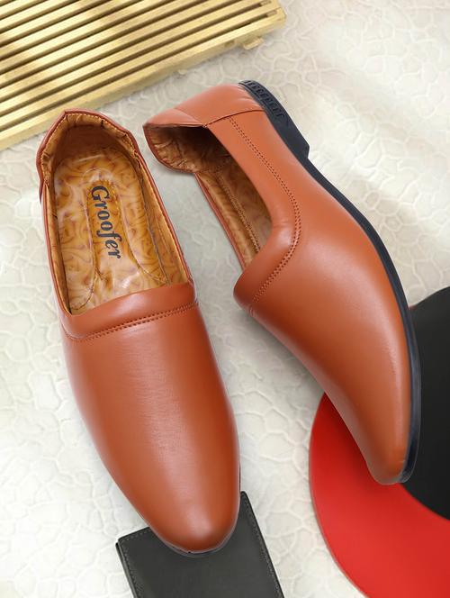 men solid tan brown slip on loafer - 21136467 -  Standard Image - 0