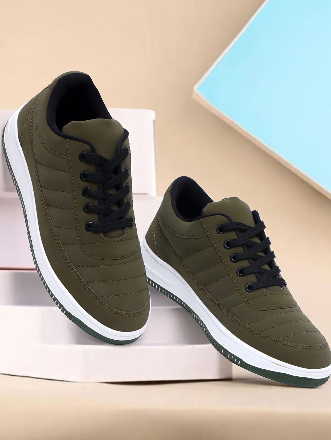 men olive lace up sneakers - 21136482 -  Zoom Image - 0