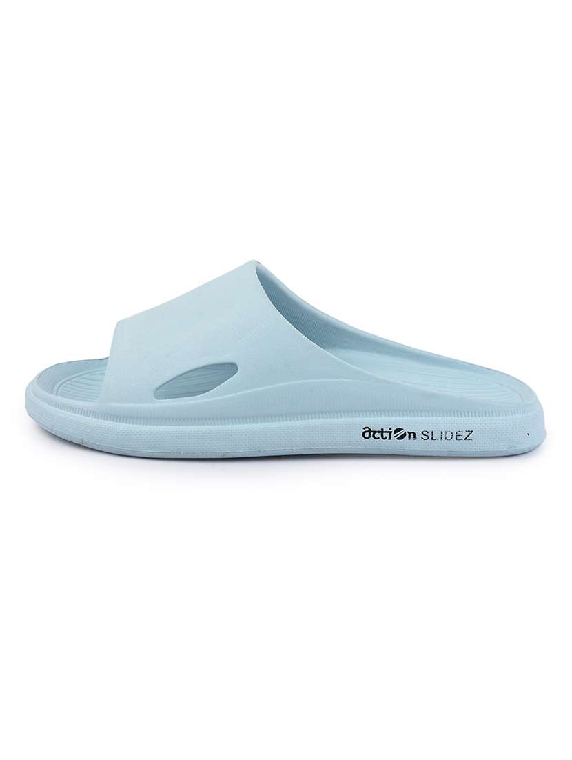 solid light blue slides flip flops - 21136639 -  Standard Image - 1